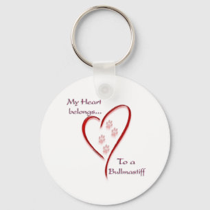 Bullmastiff Heart Belongs Key Ring