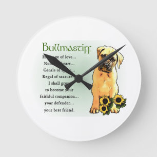 Bullmastiff Heritage of Love Gifts Round Clock
