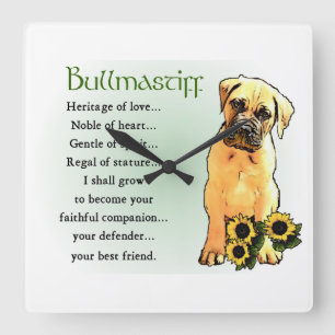 Bullmastiff Heritage of Love Gifts Square Wall Clock
