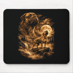 Bullmastiff Howling Moon Dog Fantasy Forrest Mouse Mat