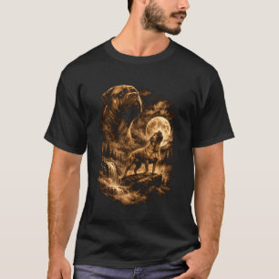 Bullmastiff Howling Moon Dog Fantasy Forrest Wilde T-Shirt