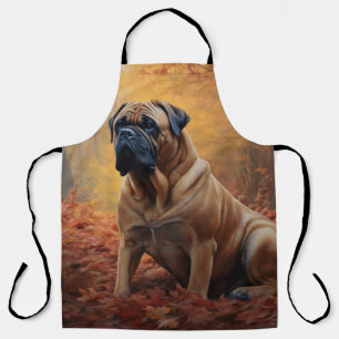 Bullmastiff in Autumn Leaves Fall Inspire Apron
