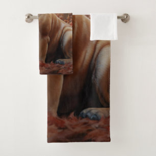 Bullmastiff  in Autumn Leaves Fall Inspire Bath Towel Set