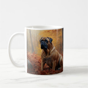 Bullmastiff in Autumn Leaves Fall Inspire Coffee Mug
