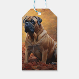 Bullmastiff  in Autumn Leaves Fall Inspire Gift Tags