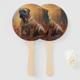 Bullmastiff  in Autumn Leaves Fall Inspire Hand Fan