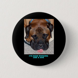 Bullmastiff I've Been Working Like A Dog 6 Cm Round Badge