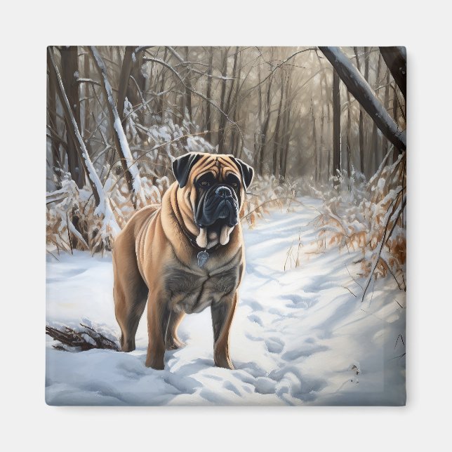 Bullmastiff Let It Snow Christmas Magnet (Front)
