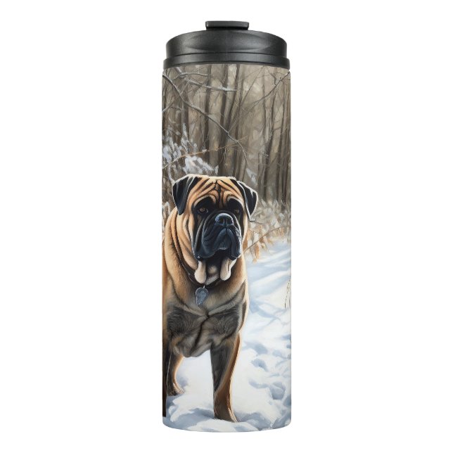 Bullmastiff Let It Snow Christmas Thermal Tumbler (Front)