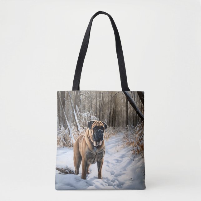 Bullmastiff Let It Snow Christmas Tote Bag (Front)