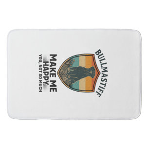 Bullmastiff Make Me Happy Dog Shield Retro Sunset Bath Mat