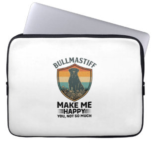 Bullmastiff Make Me Happy Dog Shield Retro Sunset Laptop Sleeve