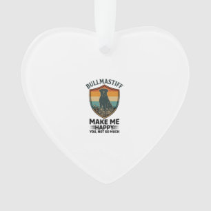 Bullmastiff Make Me Happy Dog Shield Retro Sunset Ornament
