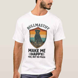 Bullmastiff Make Me Happy Dog Shield Retro Sunset T-Shirt
