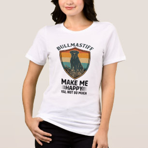 Bullmastiff Make Me Happy Dog Shield Retro Sunset Tri-Blend Shirt