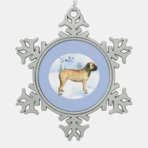 Bullmastiff Noel Keychain Snowflake Pewter Christmas Ornament