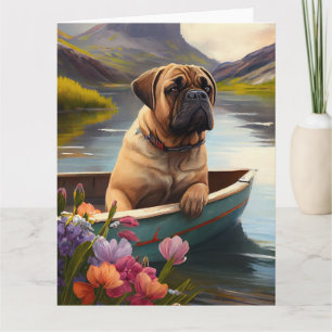 Bullmastiff on a Paddle: A Scenic Adventure Card