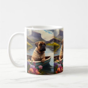 Bullmastiff on a Paddle: A Scenic Adventure Coffee Mug