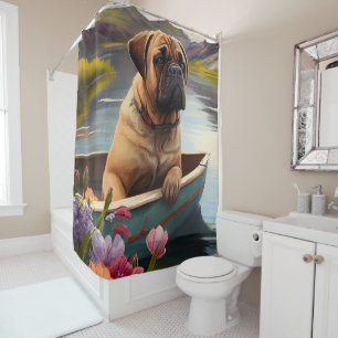Bullmastiff on a Paddle: A Scenic Adventure Shower Curtain