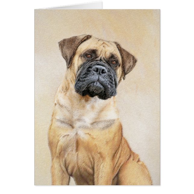 Bullmastiff Painting - Cute Original Dog Art (Front)