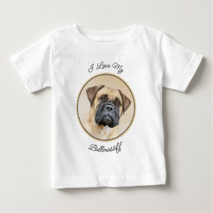 Bullmastiff Painting - Cute Original Dog Art Baby T-Shirt