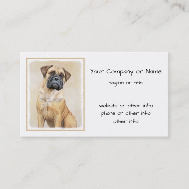 Bullmastiff Painting - Cute Original Dog Art Business Card (Front)