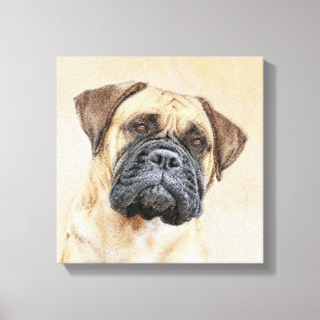 Bullmastiff Painting - Cute Original Dog Art Canvas Print (Front)