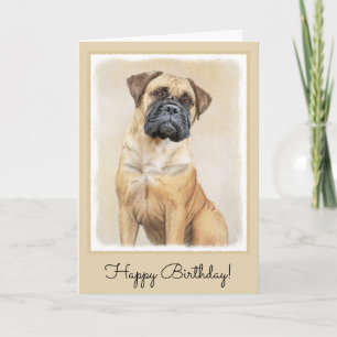 Bullmastiff Painting - Cute Original Dog Art Card