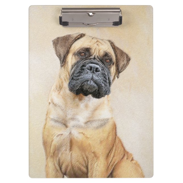 Bullmastiff Painting - Cute Original Dog Art Clipboard (Front)