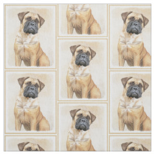 Bullmastiff Painting - Cute Original Dog Art Fabric