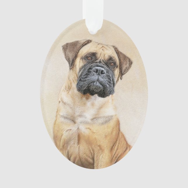 Bullmastiff Painting - Cute Original Dog Art Ornament (Front)
