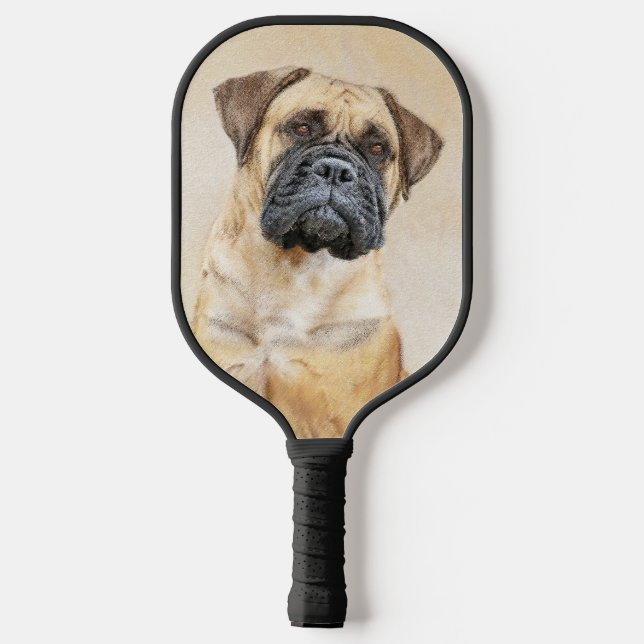 Bullmastiff Painting - Cute Original Dog Art Pickl Pickleball Paddle (Back)