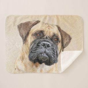 Bullmastiff Painting - Cute Original Dog Art Sherpa Blanket