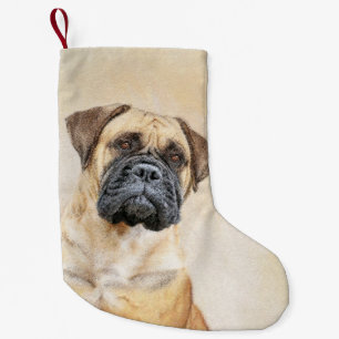 Bullmastiff Painting - Cute Original Dog Art Small Christmas Stocking