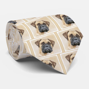 Bullmastiff Painting - Cute Original Dog Art Tie