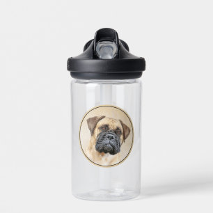Bullmastiff Painting - Cute Original Dog Art Water Bottle