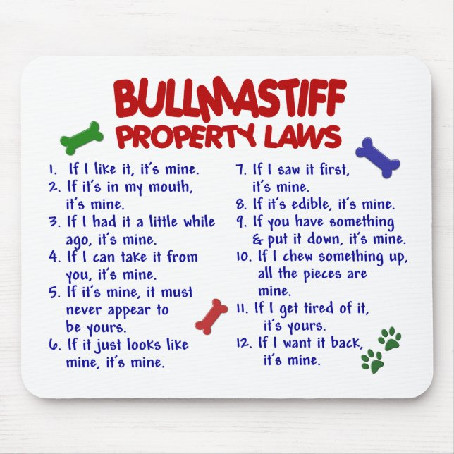 BULLMASTIFF Property Laws 2 Mouse Mat (Front)