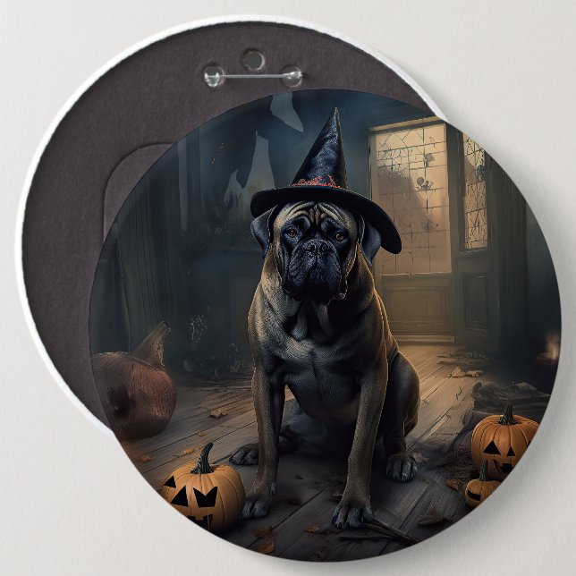 Bullmastiff Pumpkins Halloween Scary  6 Cm Round Badge (Front & Back)
