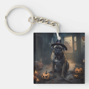 Bullmastiff Pumpkins Halloween Scary  Key Ring