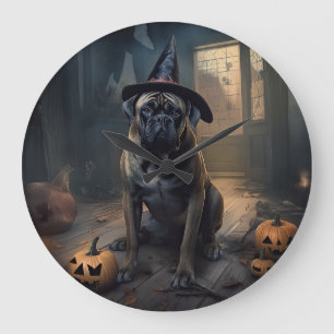 Bullmastiff Pumpkins Halloween Scary Large Clock