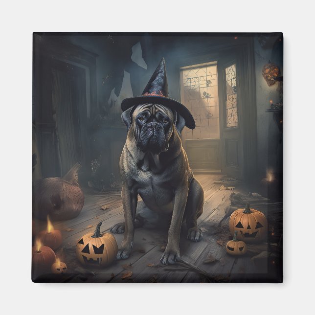 Bullmastiff Pumpkins Halloween Scary  Magnet (Front)