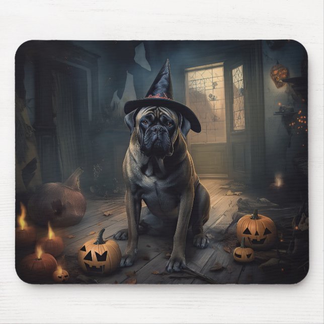 Bullmastiff Pumpkins Halloween Scary  Mouse Mat (Front)