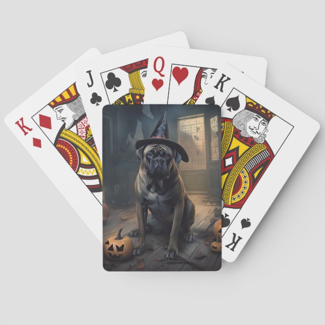 Bullmastiff Pumpkins Halloween Scary  Playing Cards (Back)