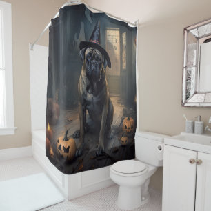 Bullmastiff Pumpkins Halloween Scary  Shower Curtain