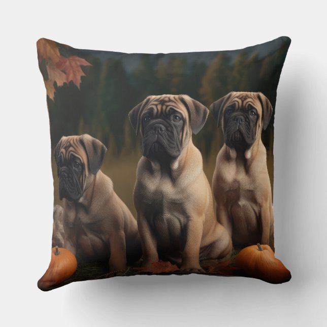 Bullmastiff  Puppy Autumn Delight Pumpkin Cushion (Back)