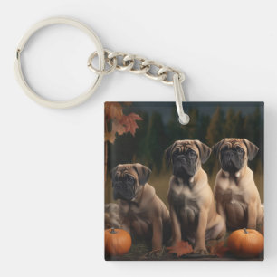 Bullmastiff  Puppy Autumn Delight Pumpkin Key Ring