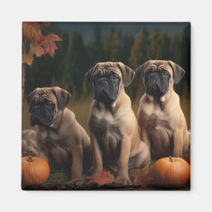 Bullmastiff Puppy Autumn Delight Pumpkin Magnet