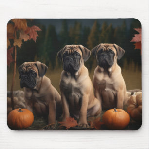 Bullmastiff Puppy Autumn Delight Pumpkin Mouse Mat