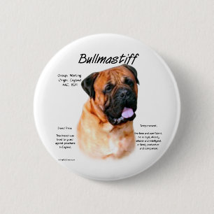 Bullmastiff (red) History Design 6 Cm Round Badge