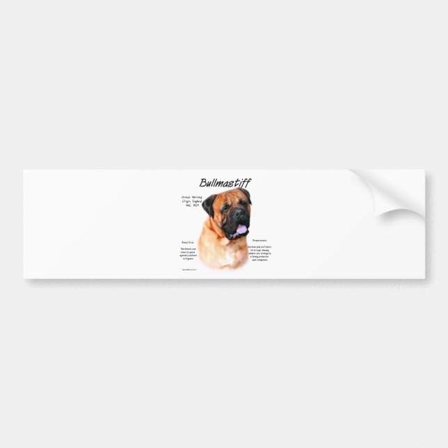 Bullmastiff (red) History Design Bumper Sticker (Front)